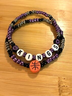 Kings Basketball Beaded Bracelet Set